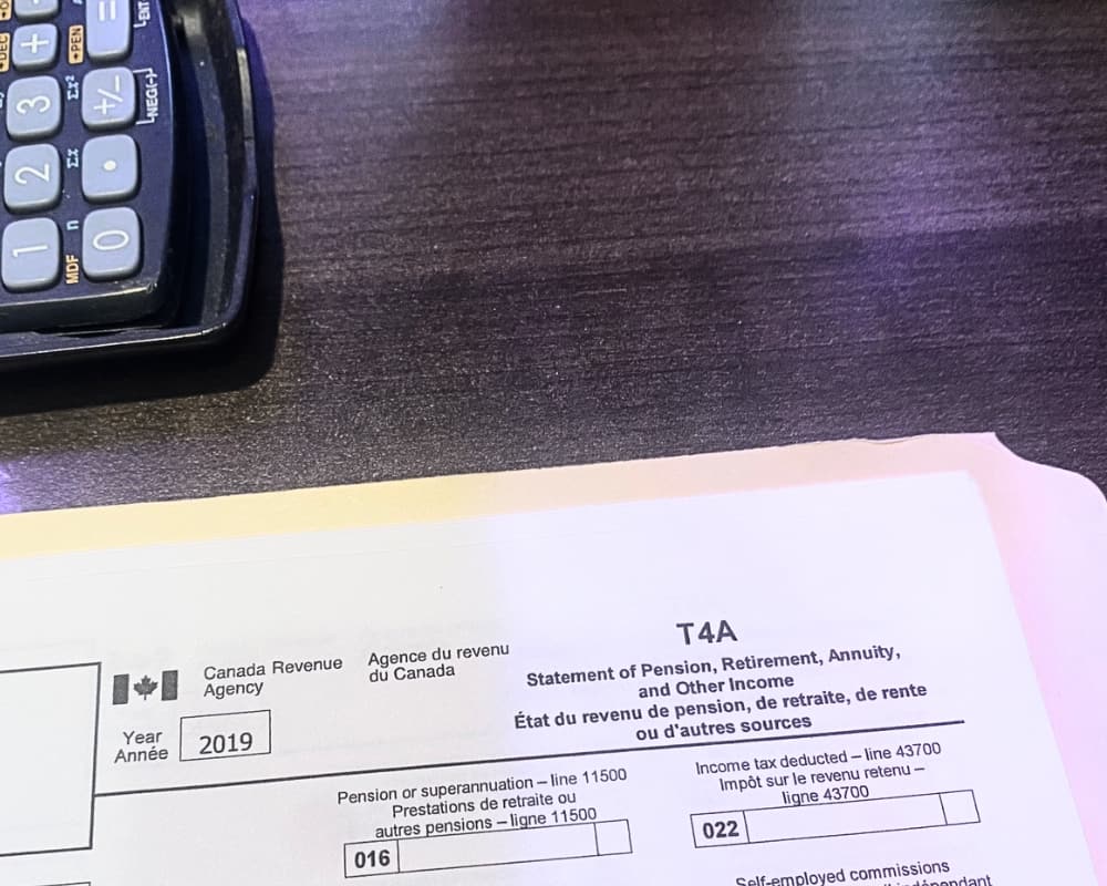 Canada Revenue Agency income tax form T4A statement of other income.