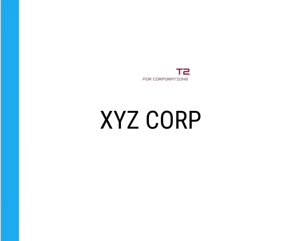 Corporation T2 filing cover sheet for XYZ Corp.